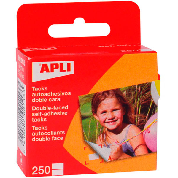 Tacks APLI doble cara en caja dispensadora 12x16mm 250u 