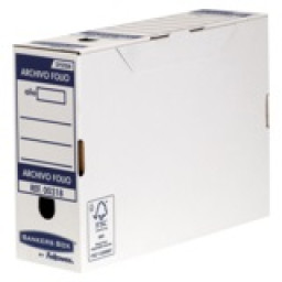 FELLOWES Caja archivo definitivo folio 100mm  blanco, automontable, 100%reciclado, 360x100x258mm