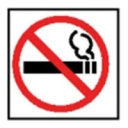 Etiq.APLI señal prohibido fumar 114x114mm en vinilo