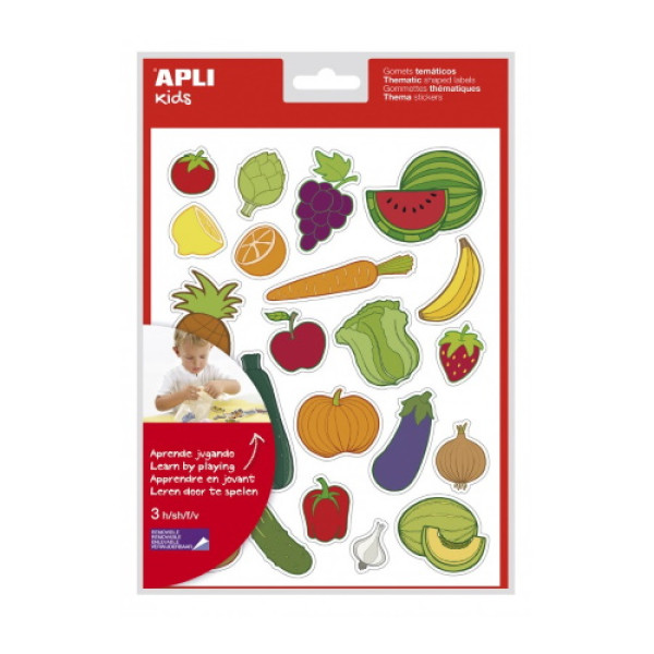 Gomets APLI Frutas/verduras 3h 60gom.,adhesivo removible