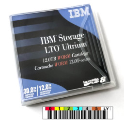 DC IBM Ultrium LTO-8 (BaFe) WORM etiquetado 12TB/30TB (una grabación) secuencia a medida