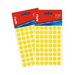 Etiqueta manual APLI círculo 10mm amarillo 5h 315un. mini-bolsa, escritura manual