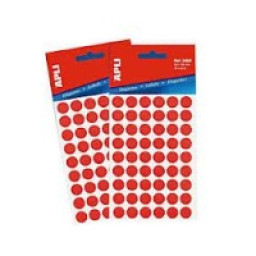 Etiqueta manual APLI círculo 10mm rojo 5h 315un. mini-bolsa, escritura manual