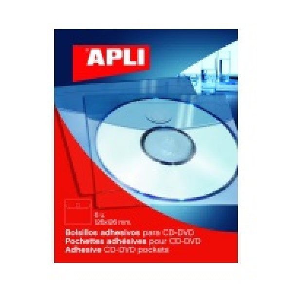 Bolsillo adh. APLI CDs 126x126  6un. para CDs