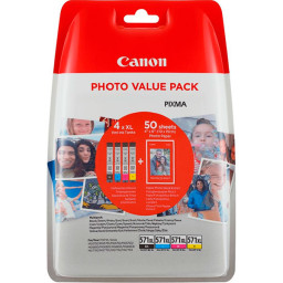 (4) C.t. CANON CLI571XL: CMYK Photo Value Pack BL alta capacidad + 50h. Photo paper BLISTER *