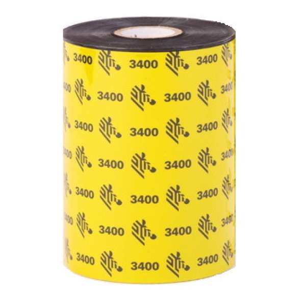 (6) Ribbon transfer.térmica ZEBRA 3400: wax/resin 156mm x450m. (cera/resina) Industrial printers 25m