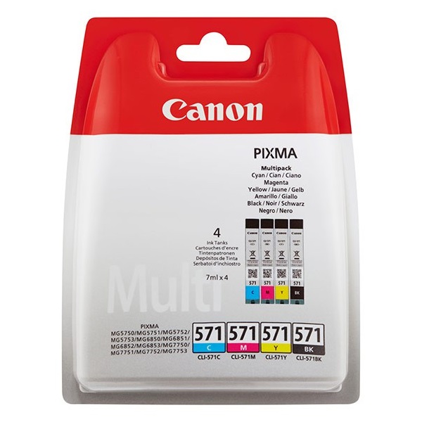 (4) C.t. CANON CLI571: CMYK MULTI BL MULTIPACK 4-COL BLISTER *