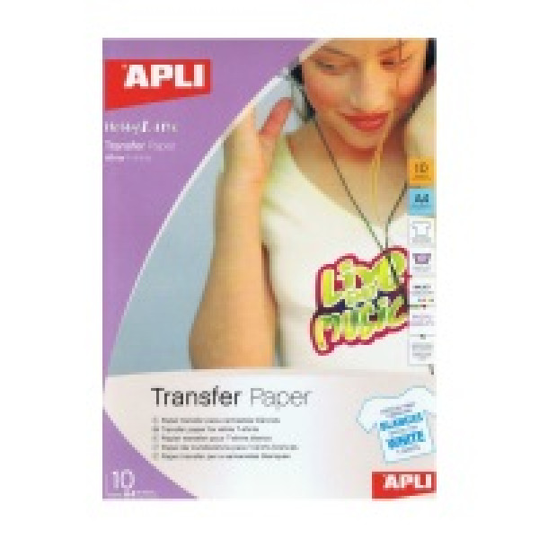 Papel APLI transf.inkjet 10A4 camisetas blancas