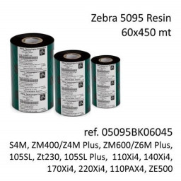 (6) Ribbon transfer.térmica ZEBRA 5095 resin 60mm x 450m. (resina) Industrial printers 25mm