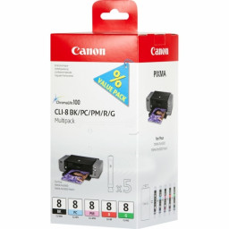 (5) C.t. CANON CLI8  IP4200 IP5200 IP6600 MP500 MP600 multipack 5-colores