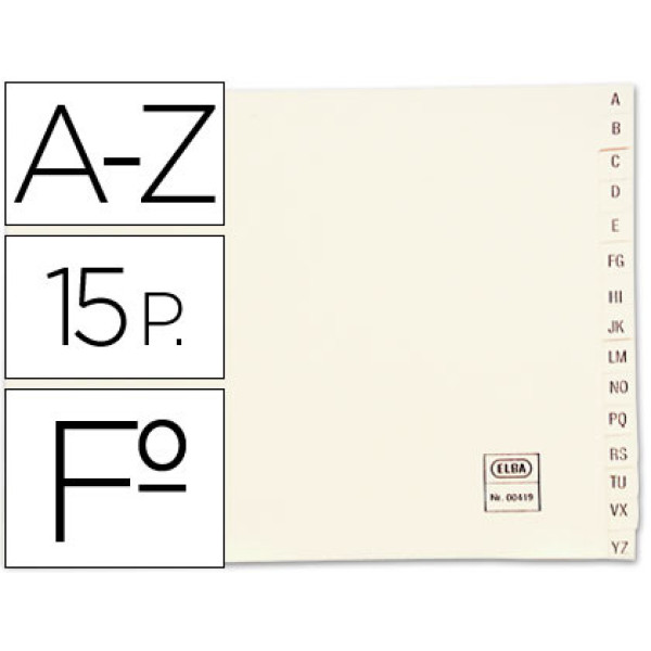 Separador ELBA FOLIO  2 anillas cartulina 180 g/m2, 180 x 240mm.