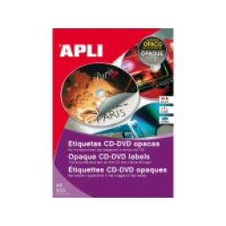 Etiq.APLI CD/DVD 114mm diam. opaca 200u 100A4
