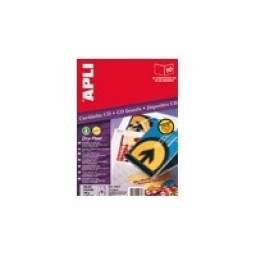 Carátula APLI CD/DVD 10A4 adhesivo seco 121x121 fr/151x118dor 160g ink