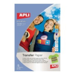 Papel APLI transfer inkjet 5A4 para camisetas oscuras