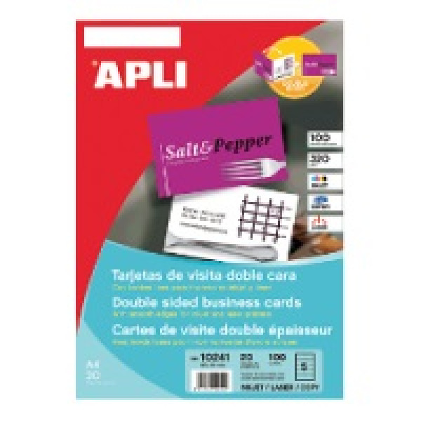 Tarj.APLI visita inkjet 2caras 10x10A4 250g.glossy+mate 86x54