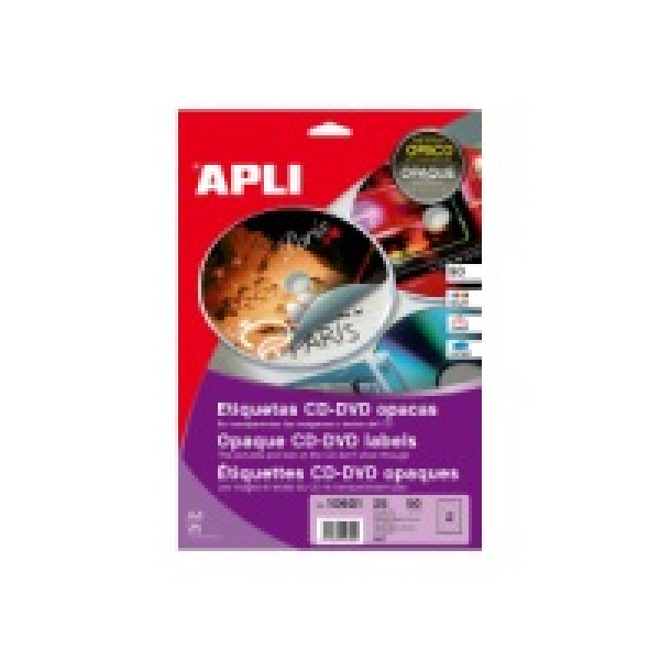 Etiq.APLI CD Mega 25A4 Opaca 50u. (2et/hoja)(ant.PL10292) inkjet/laser