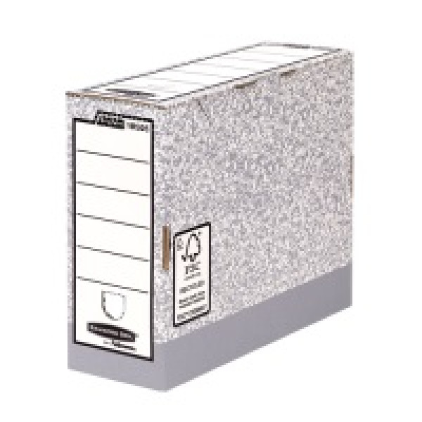 FELLOWES Caja de archivo 105mm  gris, automontable, 100%reciclado, 260x105x315mm