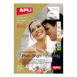 Papel APLI Photo Bright 20A4 300g. fotog.larga duración