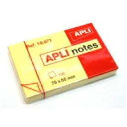 Bloc 100 notas adhesivas APLI 50x75 amarillo