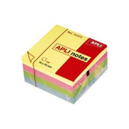 Cubo 400 notas adhesivas APLI 75x75 tonos pastel