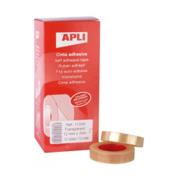 Cinta adhesiva APLI transparente (12 un) 12x33mm en bolsa