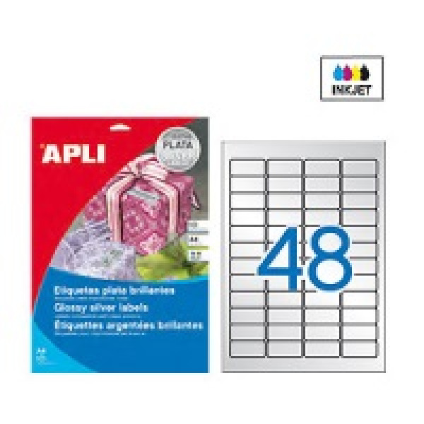 Etiq.APLI poliéster plata 457 x212 c.romo inkjet 10A4 480u