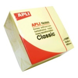 Cubo 400 notas adhesivas APLI 75x75 amarillo