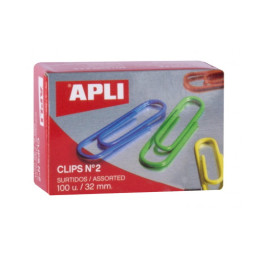 100 Clips APLI Nº2 colores 32mm surtido