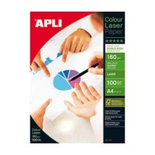 Papel APLI glossy láser color 160g 100A4 doble cara