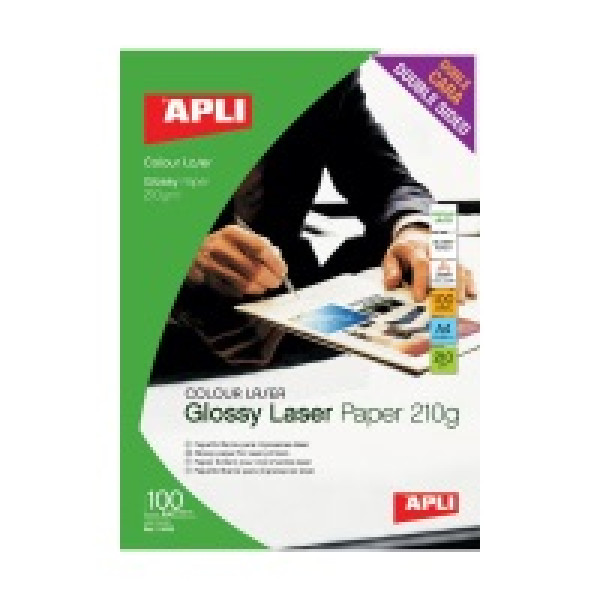 Papel APLI glossy láser color 210g 100A4 doble cara