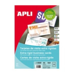 Tarj.APLI visita inkjet mate extra rígida 50A4 250g.89x51 500u.borde liso