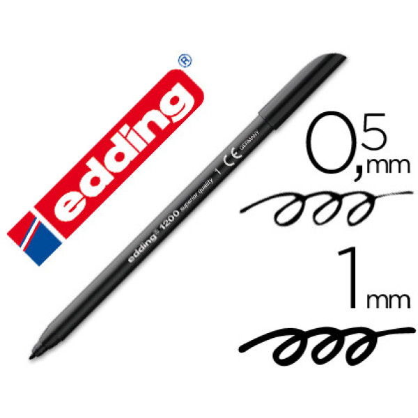 Rotulador EDDING 1200 punta fibra negro n.1 punta redonda 0,5mm trazo 1mm