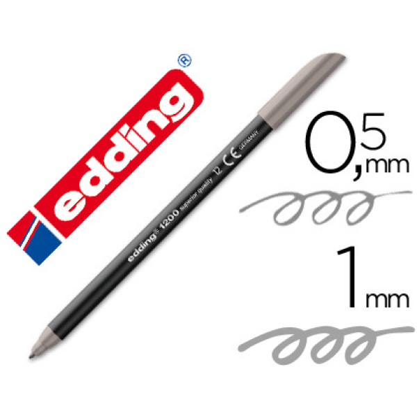 Rotulador EDDING 1200 punta fibra gris  n.12 punta redonda 0,5mm trazo 1mm