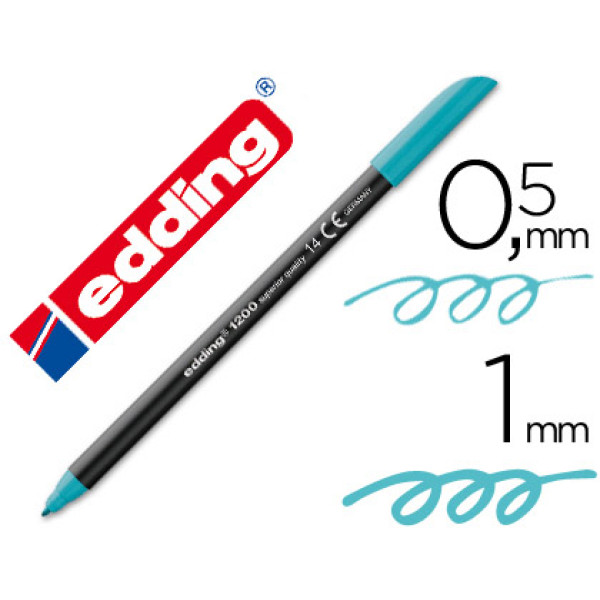 Rotulador EDDING 1200 punta fibra azul turquesa n.14 punta redonda 0,5mm trazo 1mm