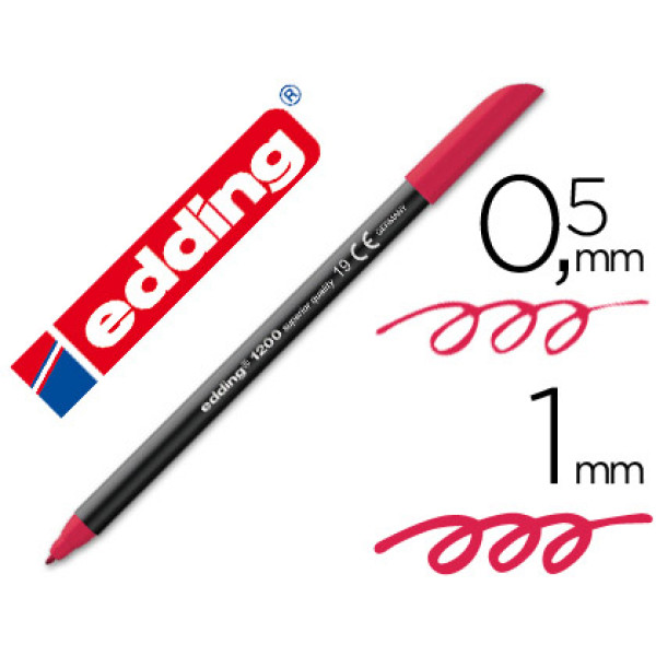 Rotulador EDDING 1200 punta fibra carmin n.19 punta redonda 0,5mm trazo 1mm