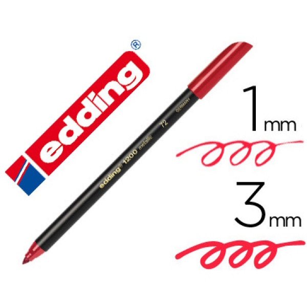 Rotulador EDDING 1200 punta fibra rojo metal n.72 punta redonda 0,5mm trazo 1-3mm