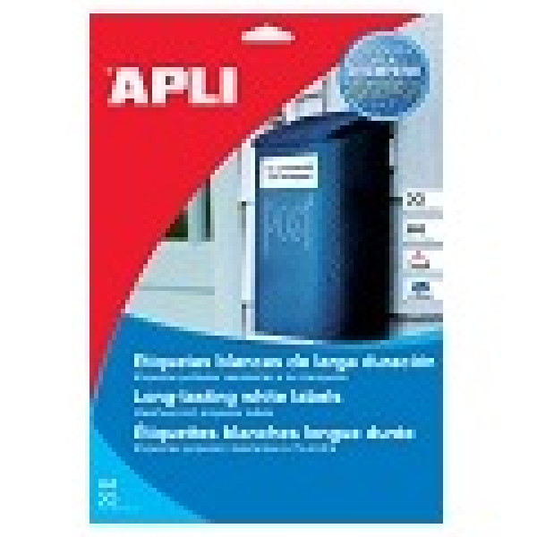 Etiq.APLI poliéster blanco 64,6x33,8mm 100x24et=2400et resistente a la intemperie Etiq.APLI poliéster blanco 64,6x33,8mm 100x24et=2400et resistente a la intemperie