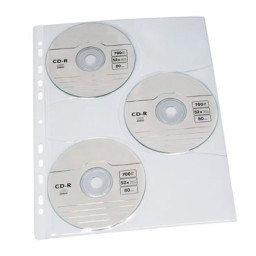 GRAFOPLAS Pack de 10 fundas CD/DVD tamaño A4 polipropileno transparente - 3 por hoja