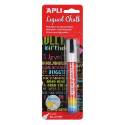 (1) Liquid Chalk APLI punta redonda 5,5mm blanco rotulador de tiza líquida, fácil de borrar