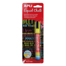 (1) Liquid Chalk APLI punta redonda 5,5mm amarillo rotulador de tiza líquida, fácil de borrar