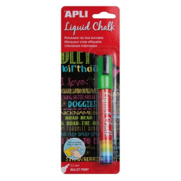 (1) Liquid Chalk APLI punta redonda 5,5mm verde rotulador de tiza líquida, fácil de borrar