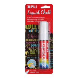 (1) Liquid Chalk APLI punta cuadrada 15mm blanco rotulador de tiza líquida, fácil de borrar