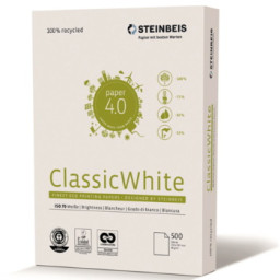 Papel STEINBEIS nº1 reciclado 100% - Classic White 500A4 80gr. papel multifunción (ISO 70)