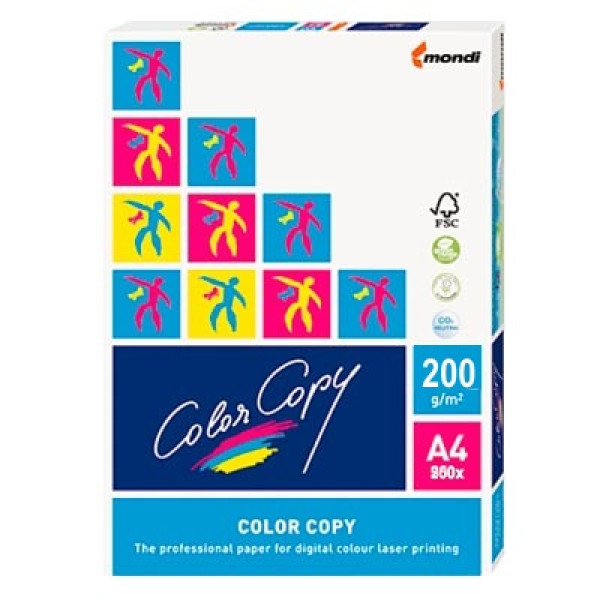 Papel MONDI COLOR COPY 250A4 200g 21,0x29,7 tacto extra suave recubrimiento satinado