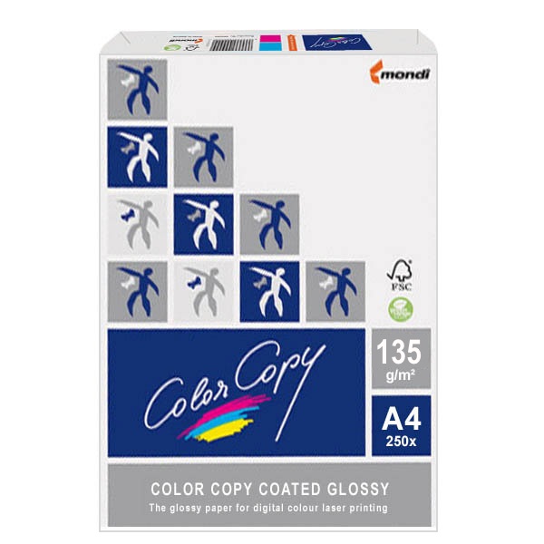 Papel MONDI COLOR COPY Coated Glossy 250A4  135g. 21,0x29,7 recubrimiento brillante