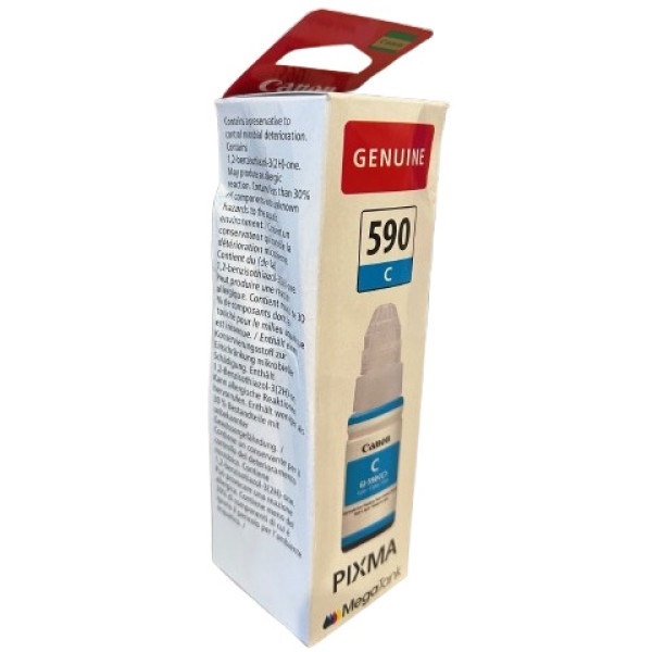 CANON ink bottle GI-590C: G1500 G2500 G3500 70ml. cian **caja dañada, interior sin abrir**