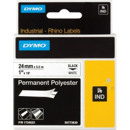 C. 24mm DYMO ID24 Rhino Industrial 5.5m Permanent polyester (negro sobre blanco) S0773830
