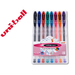 (8) Bolígrafo UNI-BALL gel Signo 0.7mm colores Estuche Básico
