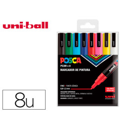 (8) Rotulador UNI-BALL POSCA PC-3m/8c Punta conica 0.9-1.3 mm Colores Basicos