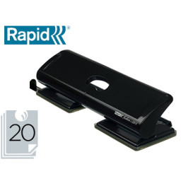 Taladro RAPID Fashion FC20/4 - 4 taladros metálico negro, capacidad 20 hojas